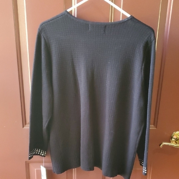 Alfred Dunner Black Cardigan with Silver Accents - Picture 9 of 10